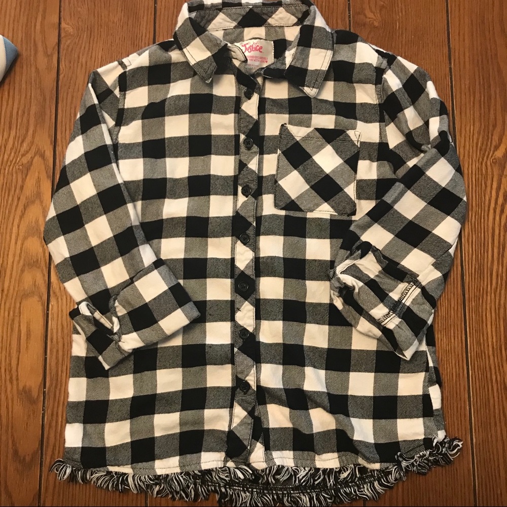 Justice buffalo plaid button up